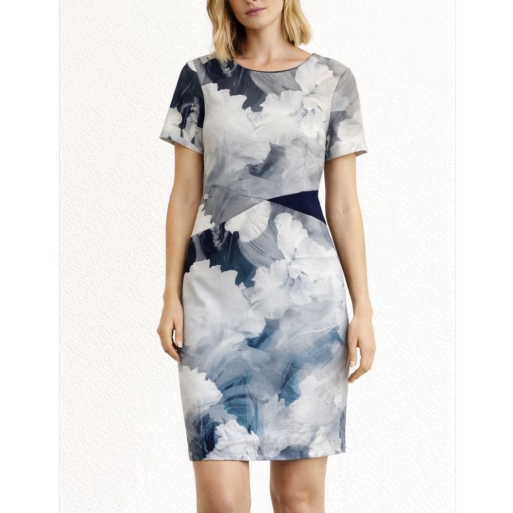 Indication By ECI Women’s Dress Size 12 Nordstrom Rack Gray Floral Abstract Asym